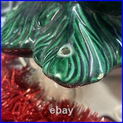 Vintage Ceramic Green Christmas Tree & White Atlantic Mold Base Both Great Color