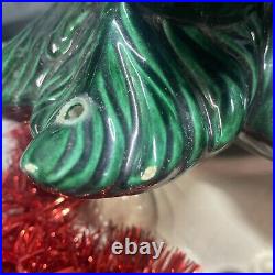 Vintage Ceramic Green Christmas Tree & White Atlantic Mold Base Both Great Color