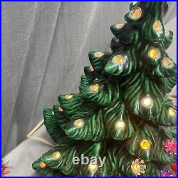 Vintage Ceramic Green Christmas Tree & White Atlantic Mold Base Both Great Color