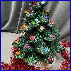 Vintage Ceramic Green Christmas Tree & White Atlantic Mold Base Both Great Color