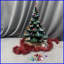 Vintage Ceramic Green Christmas Tree & White Atlantic Mold Base Both Great Color