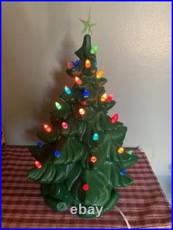 Vintage Ceramic Greet Christmas Tree 15 With Star 17. Hollow Colorful Works