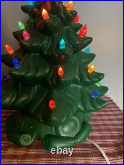 Vintage Ceramic Greet Christmas Tree 15 With Star 17. Hollow Colorful Works