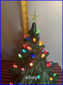 Vintage Ceramic Greet Christmas Tree 15 With Star 17. Hollow Colorful Works