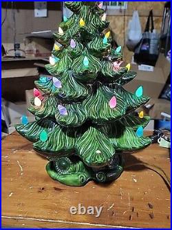 Vintage Ceramic Large 21 Musical Christmas Tree Atlantic Mold Green EXC Cond