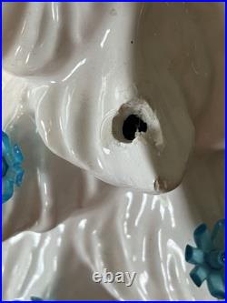 Vintage Ceramic Large Lighted White Christmas Tree with Blue Lights 16 Withbase