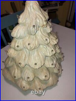 Vintage Ceramic Light Up Christmas SANTA Tree RARE and UNUSUAL- No Base