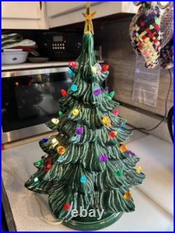 Vintage Ceramic Light Up Christmas Tree 17 X 11