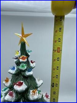 Vintage Ceramic Light Up Christmas Tree Flocked 16 2 Piece Small Chip On Top