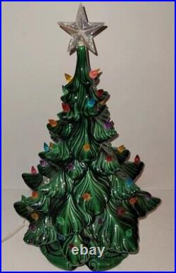 Vintage Ceramic Light Up Christmas Tree Green 18 x 12