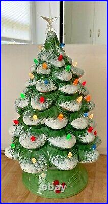 Vintage Ceramic Light Up Christmas Tree Lighted with Star & Extra Bulbs 21 IOB