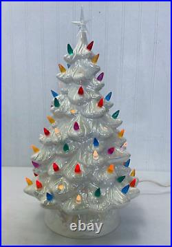 Vintage Ceramic Light Up Christmas Tree White 14.5