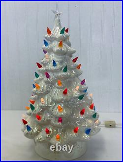 Vintage Ceramic Light Up Christmas Tree White 14.5