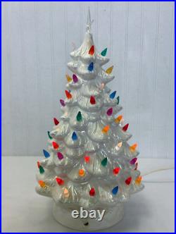 Vintage Ceramic Light Up Christmas Tree White 14.5