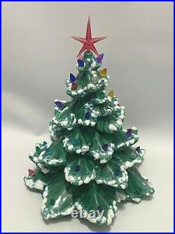 Vintage Ceramic Light Up Frosted Snow Christmas Tree Lights 13 Mold Original