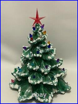 Vintage Ceramic Light Up Frosted Snow Christmas Tree Lights 13 Mold Original