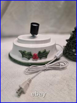 Vintage Ceramic Light-Up Holly Christmas Tree Hand Painted Works TALL