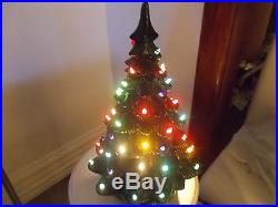 Vintage Ceramic Light Up Snow Flocked Christmas Tree-18-19