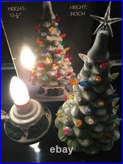 Vintage Ceramic Light Up Xmas Christmas Tree Lamp Pottery Holly Base. BOXED