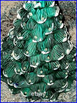 Vintage Ceramic Light-up Christmas Tree/Base 22 withSnow Tips+ BIRDS +Xtra BULBS