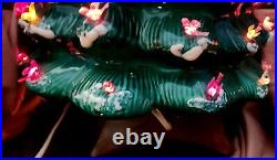 Vintage Ceramic Light-up Christmas Tree/Base 22 withSnow Tips+ BIRDS +Xtra BULBS