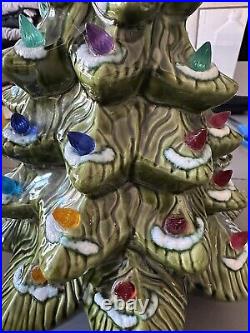 Vintage Ceramic Lighted Christmas Tree 16 With Removable Base