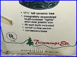 Vintage Ceramic Lighted Christmas Tree 17 Holly Base All Lights Work + Box