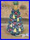 Vintage Ceramic Lighted Christmas Tree 17 Tall With Base Tested Works Fruit