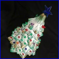 Vintage Ceramic Lighted Christmas Tree 18.5 Bourbon Whiskey Decanter Music Box