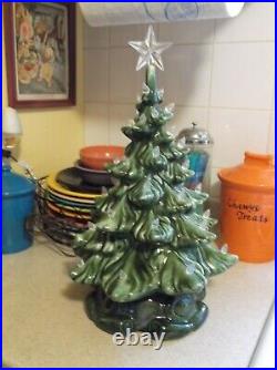 Vintage Ceramic Lighted Christmas Tree 18 Inches Tall 2 PC