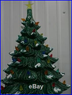 Vintage Ceramic Lighted Christmas Tree Holiday Decor Table Top Original Box