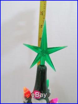 Vintage Ceramic Lighted Christmas Tree Large 19.75 Tall with Snow