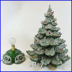 Vintage Ceramic Lighted Christmas Tree Large 24 Tall with Wind Up Music in Base