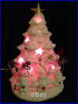 Vintage Ceramic Lighted Christmas Tree Santa Claus Jewels Snowmen Bear 10 RARE