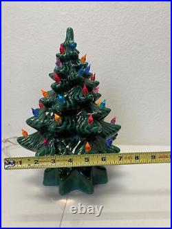 Vintage Ceramic Lighted Christmas Tree Star Base 14 Tall Works