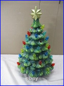 Vintage Ceramic Lighted Christmas Tree Star Large Bulbs 19 Tall