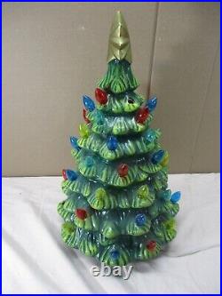 Vintage Ceramic Lighted Christmas Tree Star Large Bulbs 19 Tall