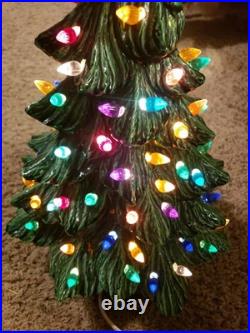 Vintage Ceramic Lighted Christmas Tree on Base 16 Tall to top of Star 1990 LS