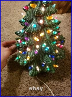 Vintage Ceramic Lighted Christmas Tree on Base 16 Tall to top of Star 1990 LS