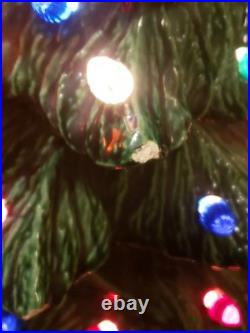 Vintage Ceramic Lighted Christmas Tree on Base 16 Tall to top of Star 1990 LS