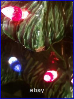 Vintage Ceramic Lighted Christmas Tree on Base 16 Tall to top of Star 1990 LS