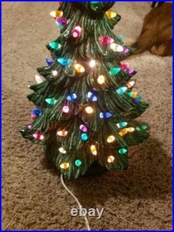 Vintage Ceramic Lighted Christmas Tree on Base 16 Tall to top of Star 1990 LS