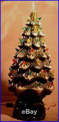 Vintage Ceramic Lighted Green Christmas Tree 19