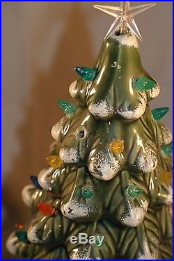 Vintage Ceramic Lighted Green Christmas Tree 19