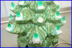 Vintage Ceramic Lighted MUSICAL Christmas Tree RARE UNIQUE COLOR Green / Blue