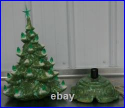 Vintage Ceramic Lighted MUSICAL Christmas Tree RARE UNIQUE COLOR Green / Blue