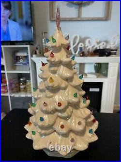 Vintage Ceramic Lighted White Christmas Tree 13