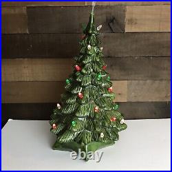 Vintage Ceramic Molded Green Christmas Tree Unbranded 18 Inches 2 Pieces