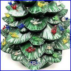 Vintage Ceramic Musical Christmas Tree 2 PC 20 x 13 Bird Lights Plays Frosty