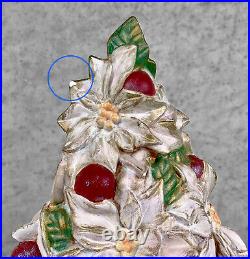 Vintage Ceramic Poinsettia Floral White Christmas Tree Sculpture 14